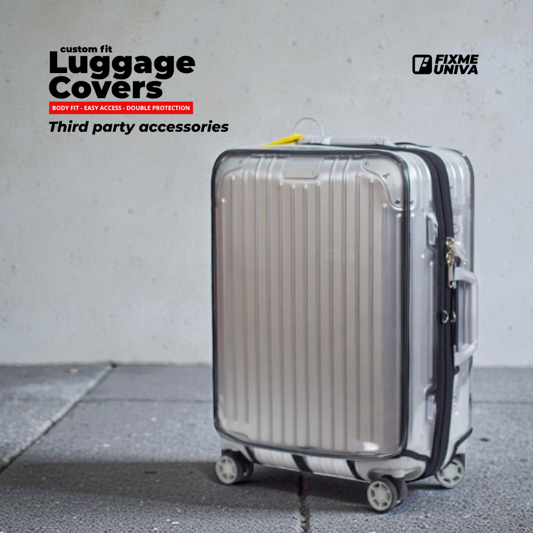 Clear custom-fit Rimowa luggage cover for Irish travellers — ultra-thick TPU protection, free DHL Express shipping to Ireland by Fixmeuniva